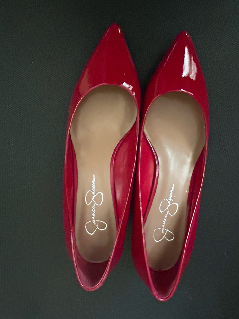 Jessica Simpson size 8 Glossy Red Patent Wedged Pump NWT